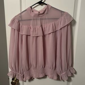 Ann Taylor sheer and smocked blouse